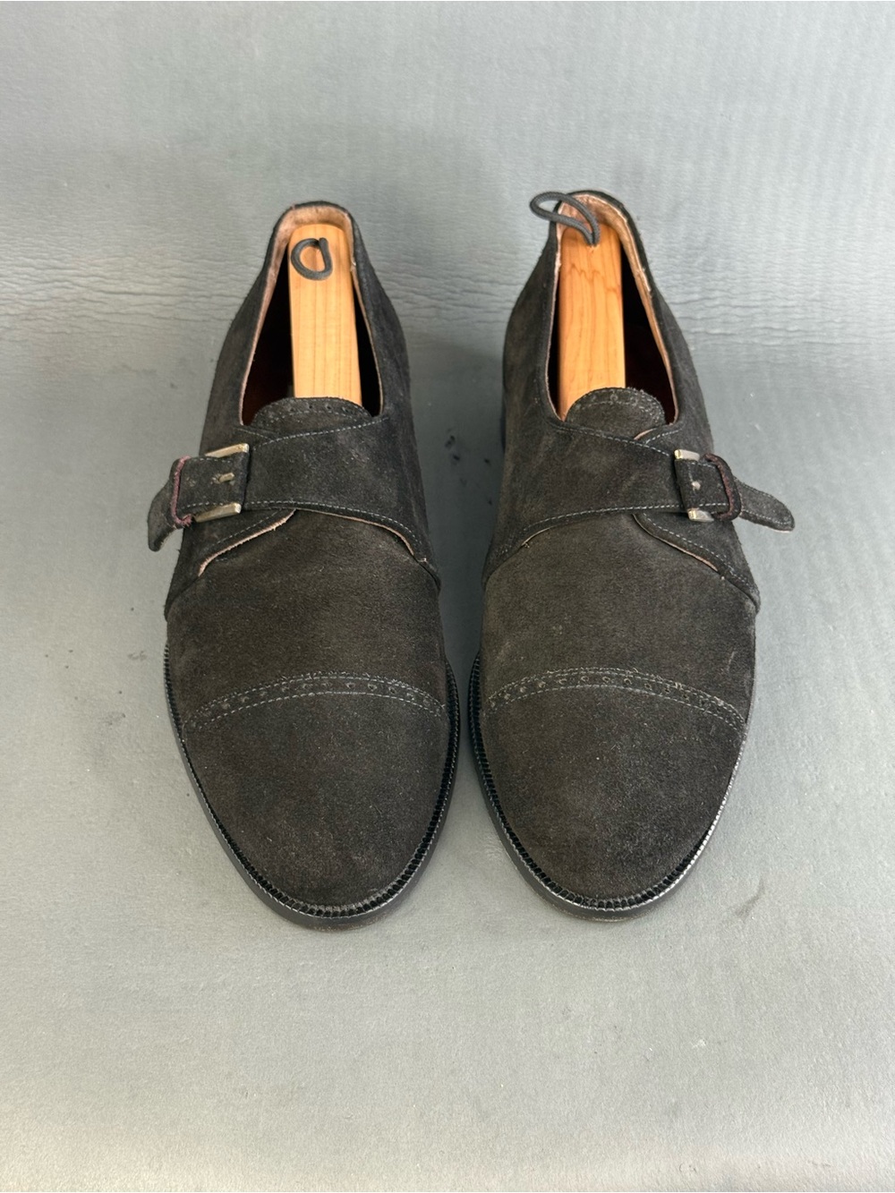 Alfani made in Italy dark chocolate suede monk strap shoes men’s size 10D